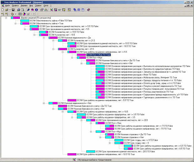 Рис. 3. Дерево решений – модель определения кредитоспособности физических лиц
